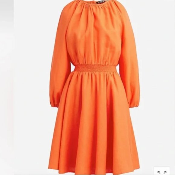 J. Crew Palermo smocked-waist mini dress in linen - Picture 1 of 5